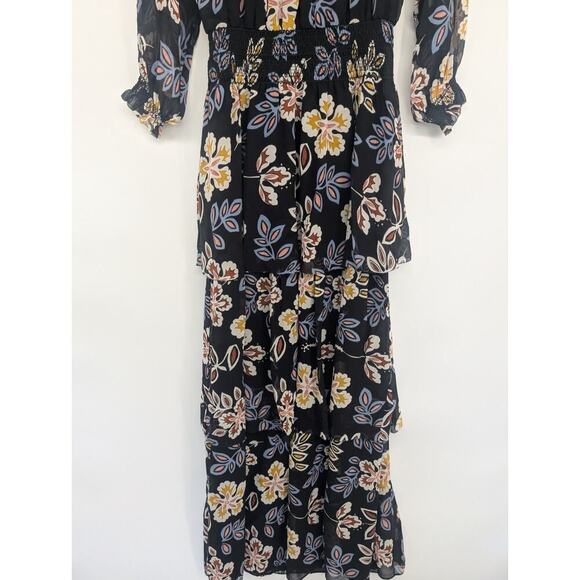 Tory Burch Silk Floral Indie Tiered Maxi Dress Size 0 Hopewell Runs Large #1A459 - Picture 6 of 12